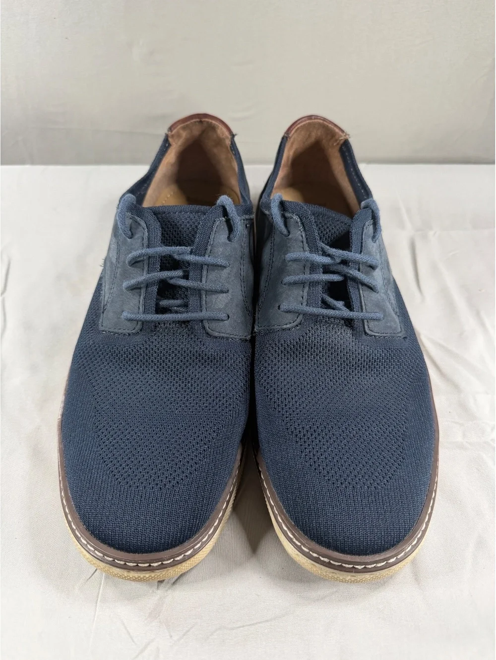 J&M Men's Navy Blue Sheepskin Casual Shoes Size 10